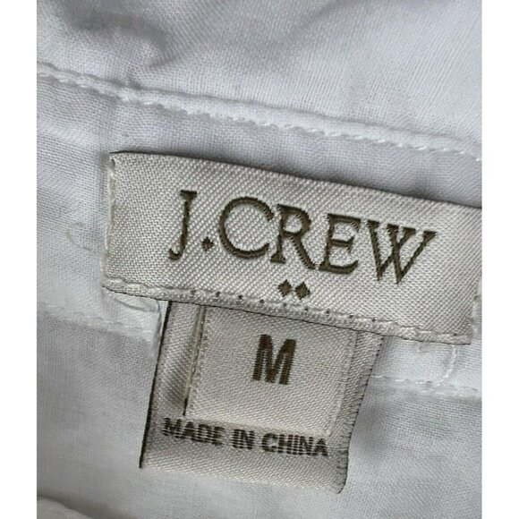J Crew Women's Blouse Size Medium White Pullover 100% Cotton Roll Tab Sleeves - Picture 2 of 9